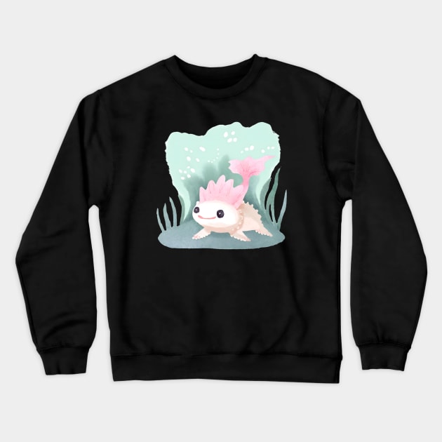 Cute Watercolor Axolotl Crewneck Sweatshirt by FarmOfCuties